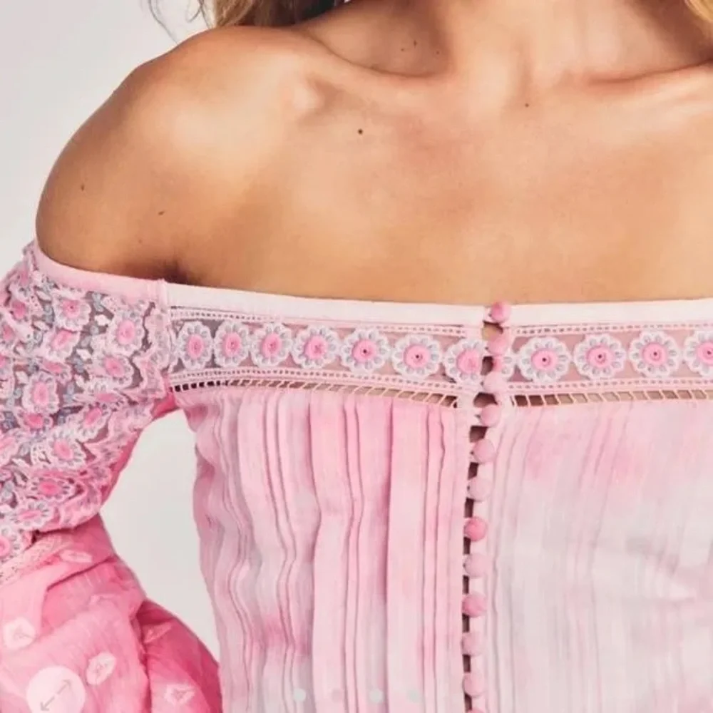 LoveShackFancy Perris Pink Zinnia Crop Top - Sz 6 - Picture 2 of 6